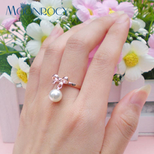 MOONROCY Rose Gold Color Imitation Pearl Rings Trendy Wedding Crystal Rings Jewelry for Women Gift Dropshipping Gift 2024 - buy cheap