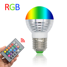 4 шт. 3 Вт RGB светодиодный светильник E27 220 в 110 В прожектор лампада светодиодные лампочки E14 85-265 в Рождественский Bombillas светодиодный светильник E27 с 1 шт. пультом дистанционного управления 2024 - купить недорого