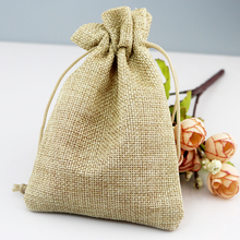 14*20cm 50pcs Plain Natural Color linen jute bag jewelry package bag big drawstring gift bag cute Wedding Favor packaging bags 2024 - buy cheap