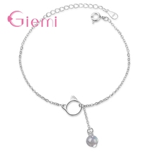 Pulsera de estilo coreano para mujer, brazaletes de plata de ley 925, joyería de 2 colores opcional, piedra de fresa redonda, rosa/gris cálido 2024 - compra barato