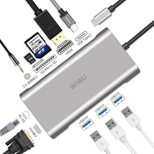 WIWU 10 en 1 USB Hub para MacBook USB C a VGA/RJ45 Thunderbolt 3 adaptador para Dell/Samsung/Huawei P20 Pro tipo-c USB 3,0 Hub 2024 - compra barato