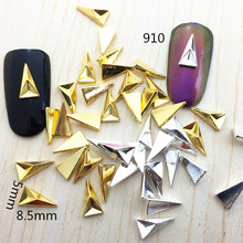 10 pçs/lote Japão Coreia Do Estilo Punk 5x8.5mm Ouro Prata 3D Triângulo Liga de Metal Nail Art Decoração 3D adesivos de unhas para Manicure 2024 - compre barato