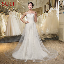 Z-002 Elegant Open Back Tulle Lace Appliques Mermaid Wedding Dress 2024 - buy cheap