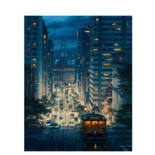 Pintura por números diy dropshipping 60x75 cm carro urbano cena noturna paisagem presente feito à mão para adulto original presente decoração de casa 2024 - compre barato