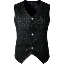 Black Jacquard Single Breasted Vest Men 2019 Fashion Gothic Steampunk Victorian Brocade Waistcoat Men Stage Cosplay Prom Costume 2024 - buy cheap