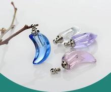 wholesale Moon shape screw cap vial pendant Crystal Perfume oil bottle Necklace zircon Pendant charms name on rice art diy gift 2024 - buy cheap