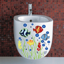 cute funny colorful Fish Bubble bathroom wash room toilet home decor wall stickers for kids room DIY shop office toilet decor 2024 - buy cheap