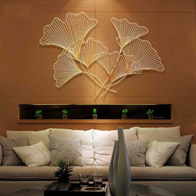 American Wrought Iron Ginkgo Leaf Wall Hanging Crafts Decoration Home Livingroom Wall Mural Ornaments hotel porch wall sticker 2024 - buy cheap