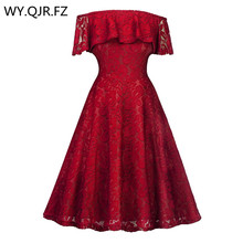 SZSY1846#Burgundy Boat Neck lace short Bridesmaid dresses wedding party dress gown prom cheap wholesale fashion women's clothing 2024 - buy cheap