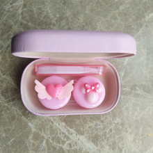 Милый розовый Летающий бант LIUSVENTINA из смолы «сделай сам» в подарок на день рождения с надписью «I Love U», чехол для контактных линз ручной работы, контейнер для цветных линз 2024 - купить недорого
