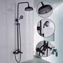 Wall Mounted Bathroom Rainfall Shower Faucet Set Oil Rubbed Bronze 8" Rain Shower Head + Hand Sprayer Dual Cross Handles KD210 2024 - buy cheap