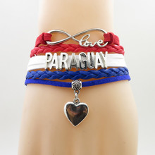 Bracelete e pulseira da moda paraguai, pingente de coração, bracelete e pulseira da moda para mulheres e homens 2024 - compre barato