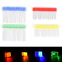 Diodos de luz led retangulares quadrados, lâmpadas de led, amarelo/vermelho/azul/verde, 2x7mm, 100 peças