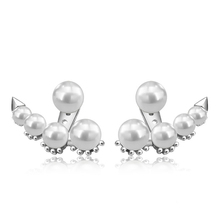 Pendientes de 5 perlas para mujer, joyería de color Plata, a la moda europea y americana 2024 - compra barato