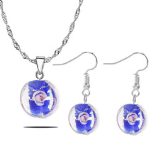 Qianbei-conjunto de joyas redondas de cristal de Murano para mujer, Collar de plata, pendientes a elegir 2024 - compra barato