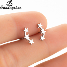 Shuangshuo-pendientes de tuerca de estrella para mujer, aretes pequeños bonitos de acero inoxidable, joyería Eaar, aretes, regalos para el día de la madre 2024 - compra barato