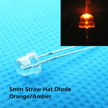 Chapéu de palha laranja 5mm, 1000 peças, led analógico brilhante, ângulo amplo, lâmpada led, 5mm, díodos emissores, componentes ativos 2024 - compre barato