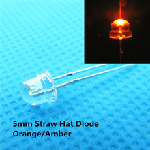 Chapéu de palha laranja 5mm, 1000 peças, led analógico brilhante, ângulo amplo, lâmpada led, 5mm, díodos emissores, componentes ativos