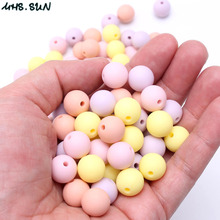 MHS.SUN 9mm/12mm/15mm/19mm BPA free baby silicone beads chewbale teething beads round loose teether for diy necklace 50pcs/lot 2024 - buy cheap