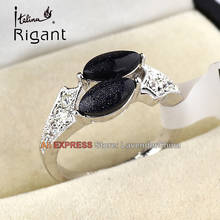 A1-R187 Italina Rigant Fashion Rhinestone Black Glaze Ring 18KGP Crystal Size 5.5-6.5 2024 - buy cheap