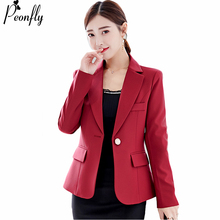 Peonfly moda blazer mujer elegantes profesional formal traje abrigos de oficina las mujeres negocios rojo manga larga chaqueta elegante mujer otoño invierno suelto Blazers y chaquetas formales cortas para trajes 2018 2024 - compra barato