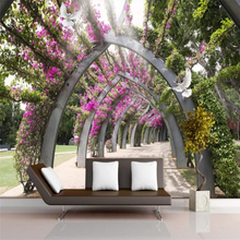 Papel de parede decorativo arco criativo de flores em rattan 2024 - compre barato