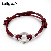 LongWay Handmade Bracelets For Women And Men Jewelry Silver Color Bead Brown Rope Bracelets Adjustable Bijoux Sbr150362103 2024 - buy cheap