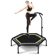 Hexagon 45/48inch Quiet Trampoline w/ Handrail for Kids Adults Home GYM Fitness Cardio Jump Workout Stability Training Exercise 2024 - buy cheap