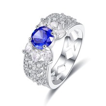 Кольцо из серебра 925 пробы с синим сапфиром и рубинами для женщин, высокое качество, подарок на свадьбу, помолвку 2024 - купить недорого