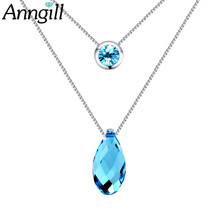 Water Drop Crystal From Swarovski Multi Layered Necklace Jewelry Woman Silver color Chain Necklaces & Pendants Bijoux Femme Gift 2024 - buy cheap