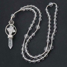 Pingente de esqueleto de energia banhado a prata, exclusivo, feito à mão, redondo, corrente de colar, jóias de cristal de rocha, 1 peça, 100 2024 - compre barato