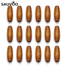 Sauvoo 100 peças de miçangas redondas ovais 8*22mm contas soltas de madeira natural 3mm para homens faça você mesmo pulseira colar pulseira joalheria achados 2024 - compre barato