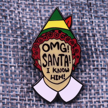 ¡OMG! ¡Santa! ¡Lo he conocido! Insignia de cita divertida de Papá Noel, broche como regalo navideño, Media embutidora perfecta 2024 - compra barato