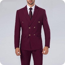 Custom Burgundy Mens Wedding Suit Classic Groom Tuxedos Slim Fit Best Man Blazers Jacket 2 Piece Costume Homme Ternos Prom Wear 2024 - buy cheap
