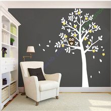Huge White Tree Owl Wall Stickers xlarge size Decor vinyl Decal Removable Nursery Kids Baby Room Decorative Stickers 130x180cm 2024 - buy cheap