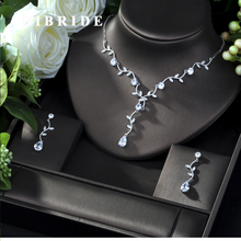 HIBRIDE-pendientes de circonia cúbica para novia, conjunto de joyería, collar de diamantes de imitación, cristales, accesorios de boda, novedad de 2019 2024 - compra barato