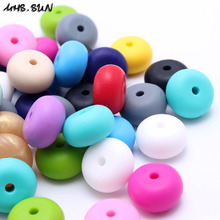 MHS.SUN Multicolor oblate abacus teething silicone beads 14*8mm BPA free safty chewable baby nursing beads mixed jewelry/toy 2024 - buy cheap