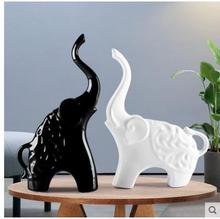 Черный и белый керамический слон животное ремесла, домашний офис настольные украшения, свадебные подарки 2024 - купить недорого