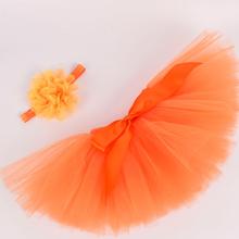 Оранжевая однотонная Пышная юбка-пачка для маленьких девочек, комплект с повязкой на голову, костюм для фотосъемки новорожденных, Осенние тюлевые пачки на день рождения для детей 0-12 месяцев 2024 - купить недорого