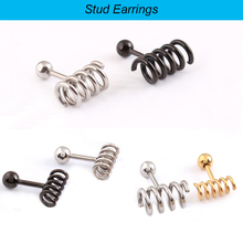2019 newest simple type 2 pieces Spring Steel Black Gold titanium steel Men Screw pierced Punk stud earrings summer style 2024 - buy cheap