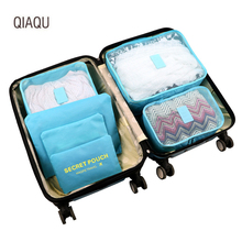 Qiaqui 6 pçs/set sacos de armazenamento de viagem portátil bagagem organizador roupas arrumado bolsa mala embalagem saco de lavanderia acessórios de viagem 2024 - compre barato