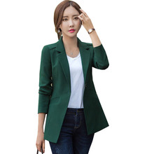 2022 Women's Blazer Long Sleeve Blazers Solid One Button Coat  Office Lady Style Jacket Female Suit Blazer Femme spring Jackets 2024 - buy cheap