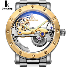 Relógio de pulso masculino original de coloração ik esqueleto mecânico automático marca transparente relógio de aço inoxidável para homens 2024 - compre barato
