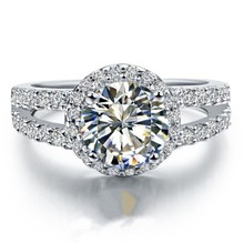 Anel de moissanite redondo 2ct, anel de casamento feminino, sólido, 18k 750, ouro branco, joia de casamento, garantia de qualidade 2024 - compre barato