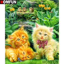 HOMFUN Full Square/Round Drill 5D DIY Diamond Painting "Animal cat" Embroidery Cross Stitch 5D Home Decor Gift A15424 2024 - buy cheap