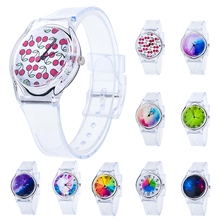 Smart watch Fashion Clear Silicone Multicolored Rainbow Dial Wristwatch Round Watch Kids Casual Ladies Wristwatch Gift 2024 - buy cheap