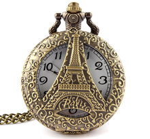 Dropshipping Antique bronze hollow Eiffel Tower in Paris pocket watch pendant necklace men and women watch gift P123 2024 - buy cheap