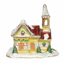 Christmas light house bejeweled trinket Box metal crafts Ring necklace Earring/Pendant Box small Jewelry Box 2024 - buy cheap
