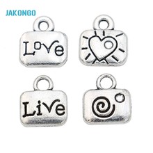 Plata plateada del Tíbet Live pendientes dijes de amor para la pulsera collar joyería hacer DIY artesanal 12x10mm 2024 - compra barato