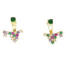 2021 Christmas Gift Cz Earring Mix Multi Color Stone Elegance Gold Color Double Side For Women Girl Fashion Jewelry High Quality 2024 - buy cheap